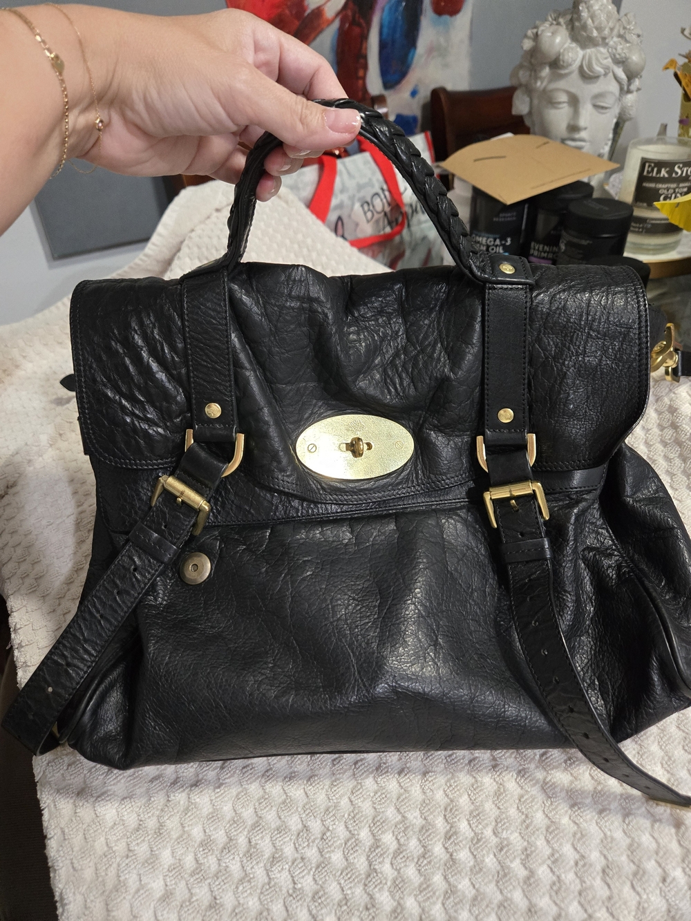 Mulberry Alexa Satchel in Black Leather